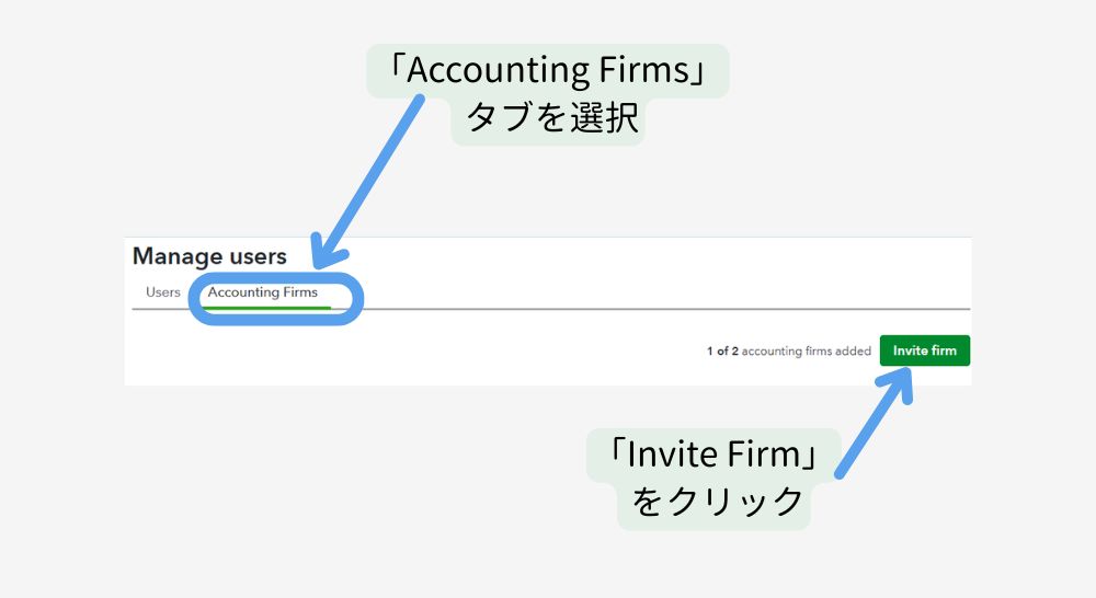 QuickBooks OnlineのAccountant Firm タブ画面