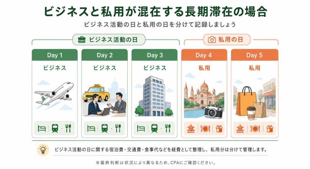 ビジネスと私用が混在する旅費の処理